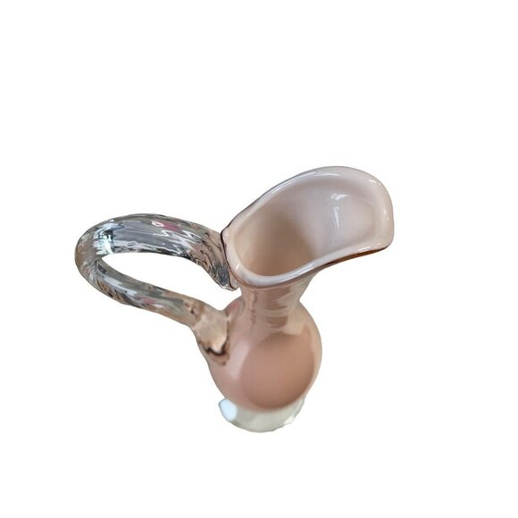 Mid Century Handcrafted Italian Empoli Pink Art Glass Opaline Pitcher - Picture 6 of 7